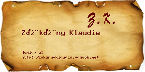 Zákány Klaudia névjegykártya
