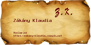 Zákány Klaudia névjegykártya